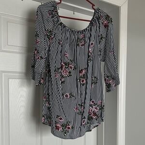 Elegant Floral Striped Blouse